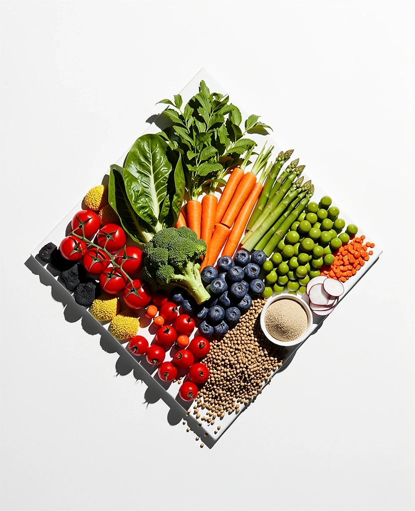 Frisches biologisches Gemüse in geometrischer Anordnung